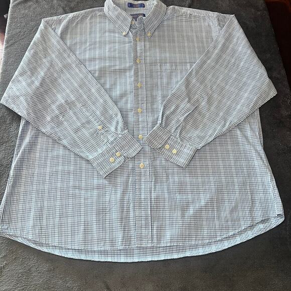 ✨Pendleton Button Down Shirt XXL Blue Gingham Wrinkle Resistant 100% Cotton - Picture 3 of 6
